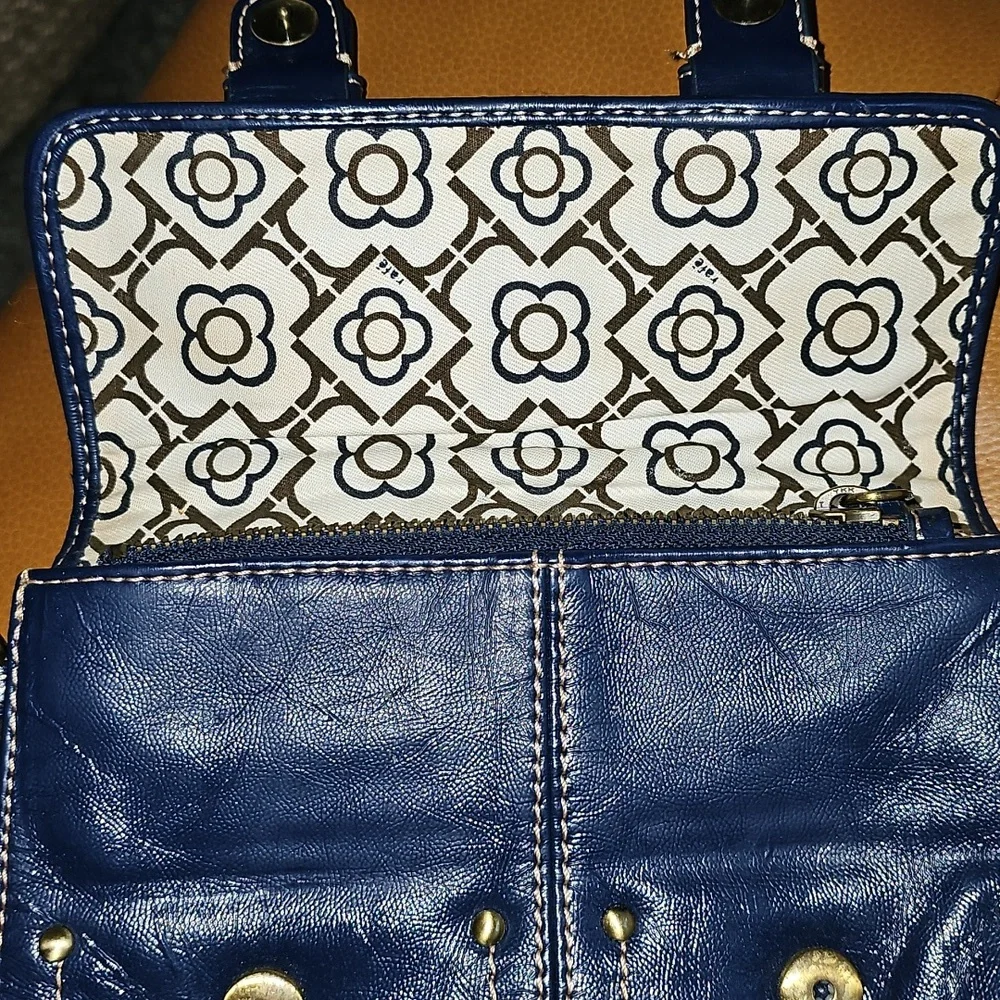 Rafe Blue Faux Leather Double Buckle Clutch Wallet - Picture 3 of 7